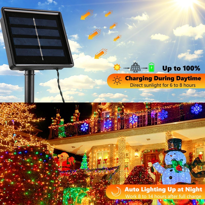 Joomer Solar Christmas Lights, 2 Pack Total 144 FT 400 LED 8 Modes Waterproof Solar String Lights Outdoor Auto ON/Off for Patio, Tree, Garden, Christmas Decorations (Multicolor) - Image 2